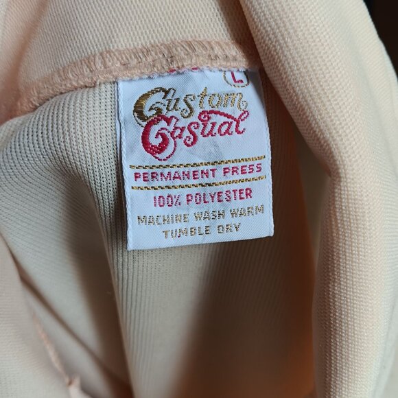 Large Vintage 1970's Polo Shirt Custom Casual Yellow Polyester Stretch Disco - Picture 5 of 5